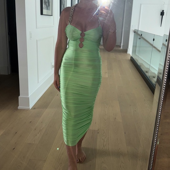 Bronx and Banco Nadia midi dress in Neon green. - Picture 3 of 5